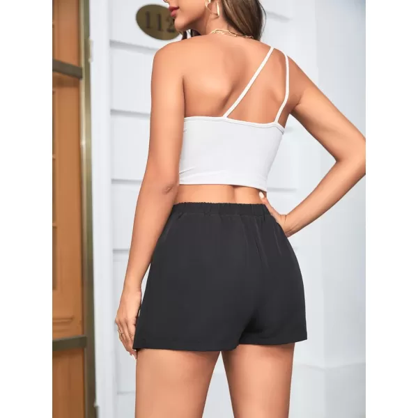 SweatyRocks Women's Metallic High Waist PU Leather Shorts Wide Leg Stretchy Shorts Hot Pants