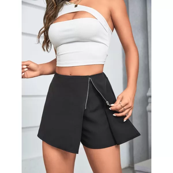SweatyRocks Women's Metallic High Waist PU Leather Shorts Wide Leg Stretchy Shorts Hot Pants