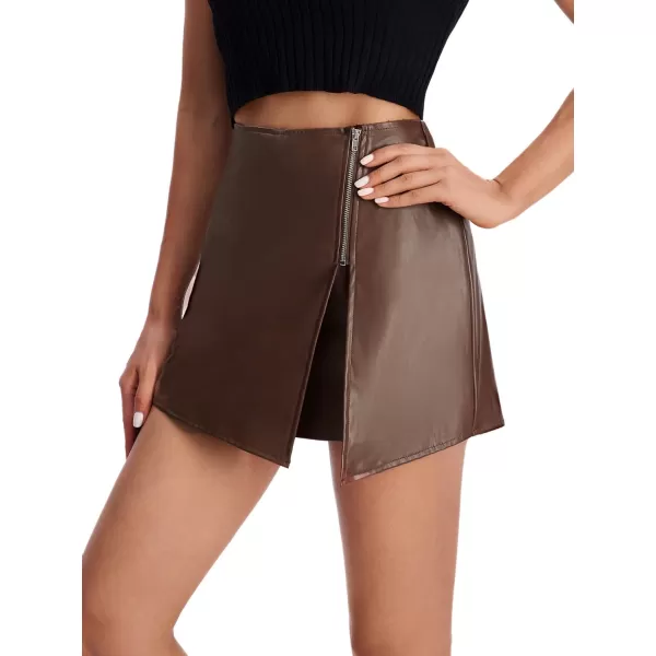 SweatyRocks Women's Metallic High Waist PU Leather Shorts Wide Leg Stretchy Shorts Hot Pants