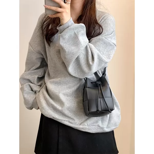 SweatyRocks Women's Mini PU Leather Bucket Bag Drawstring Braided Cross Body Bag