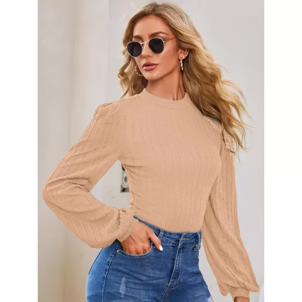 SweatyRocks Women's Mock Turtle Neck Bishop Sleeve Slim fit T Shirt Tops Bodysuit Jumpsuit