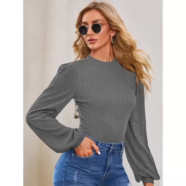 SweatyRocks Women's Mock Turtle Neck Bishop Sleeve Slim fit T Shirt Tops Bodysuit Jumpsuit