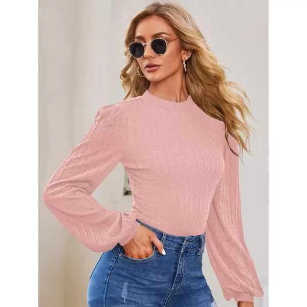 SweatyRocks Women's Mock Turtle Neck Bishop Sleeve Slim fit T Shirt Tops Bodysuit Jumpsuit
