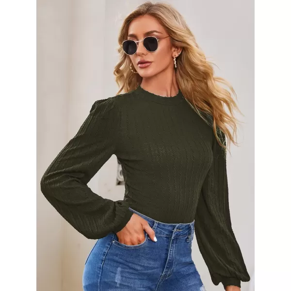SweatyRocks Women's Mock Turtle Neck Bishop Sleeve Slim fit T Shirt Tops Bodysuit Jumpsuit