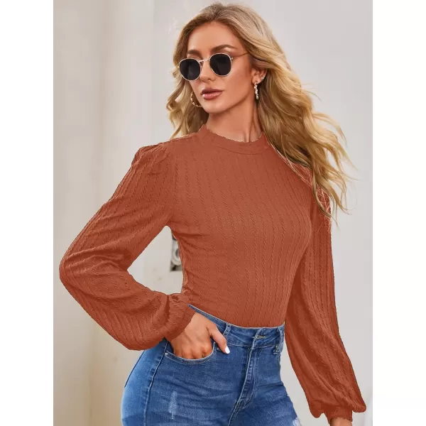 SweatyRocks Women's Mock Turtle Neck Bishop Sleeve Slim fit T Shirt Tops Bodysuit Jumpsuit