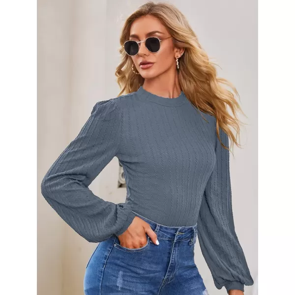 SweatyRocks Women's Mock Turtle Neck Bishop Sleeve Slim fit T Shirt Tops Bodysuit Jumpsuit
