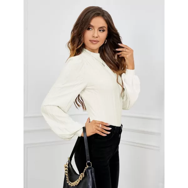 SweatyRocks Women's Mock Turtle Neck Bishop Sleeve Slim fit T Shirt Tops Bodysuit Jumpsuit