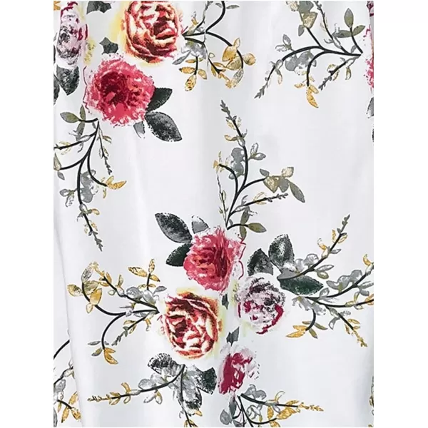 SweatyRocks Women's Off Shoulder Floral Print Boho Blouses Half Sleeve Frill Trim Shirts Top