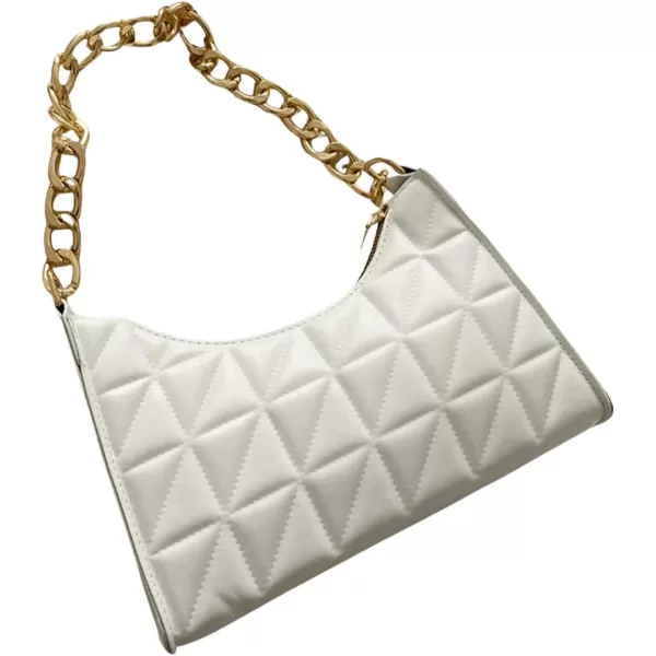 SweatyRocks Women's PU Leather Chain Shoulder Bag Geometric Quilted Zipper Handbag Solid Mini Bag