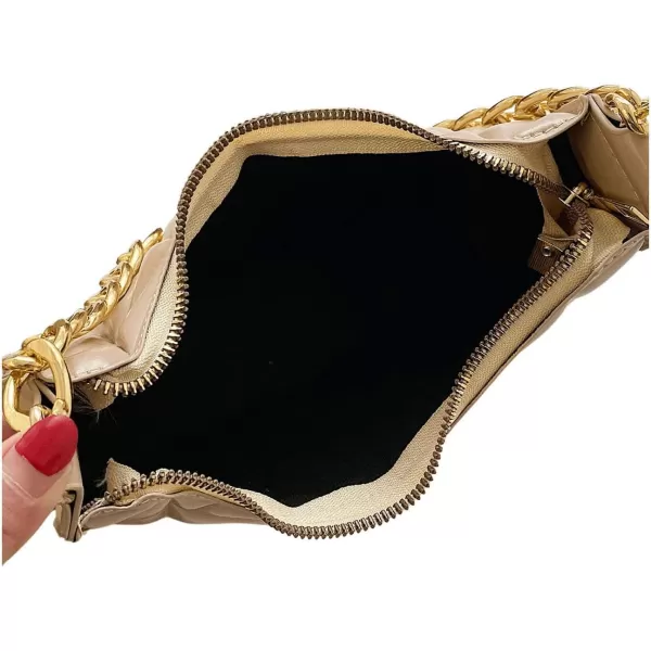 SweatyRocks Women's PU Leather Chain Shoulder Bag Geometric Quilted Zipper Handbag Solid Mini Bag
