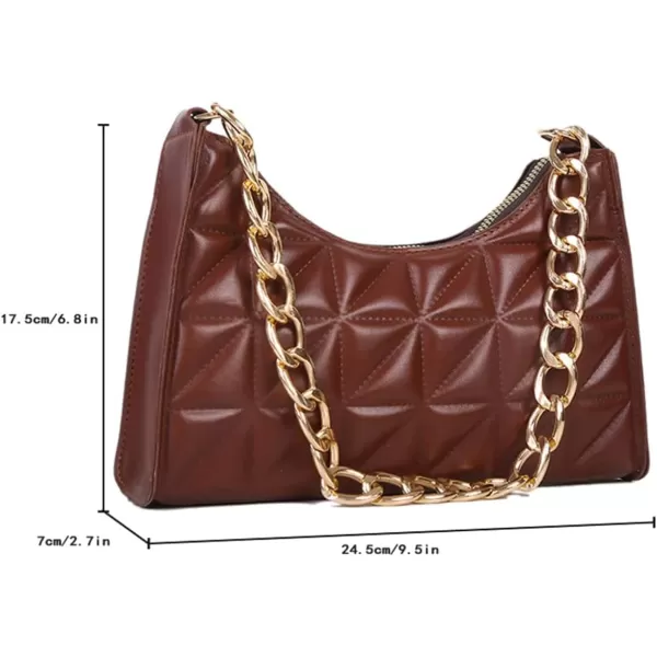 SweatyRocks Women's PU Leather Chain Shoulder Bag Geometric Quilted Zipper Handbag Solid Mini Bag
