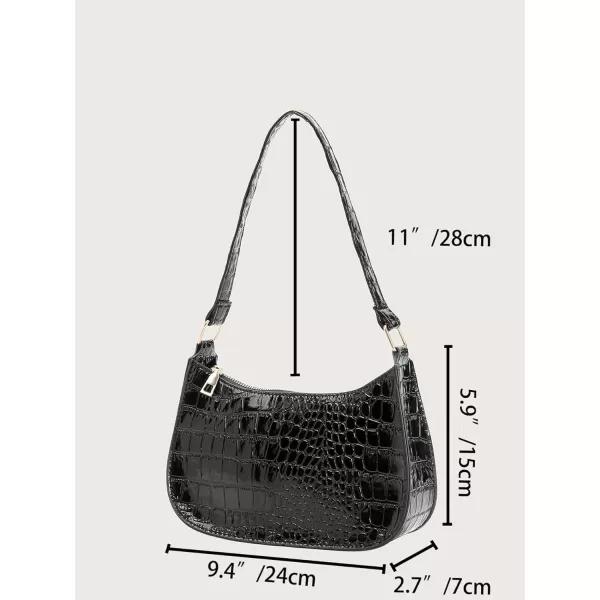 SweatyRocks Women's PU Leather Crocodile Underarm Handbag Zipper Solid Color Casual Shoulder Bags Purse