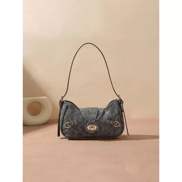 SweatyRocks Women's PU Leather Top Handle Y2k Shoulder Handbags Retro Classic Medium Clutch Purses