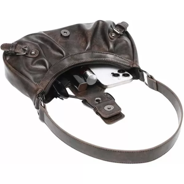 SweatyRocks Women's PU Leather Top Handle Y2k Shoulder Handbags Retro Classic Medium Clutch Purses
