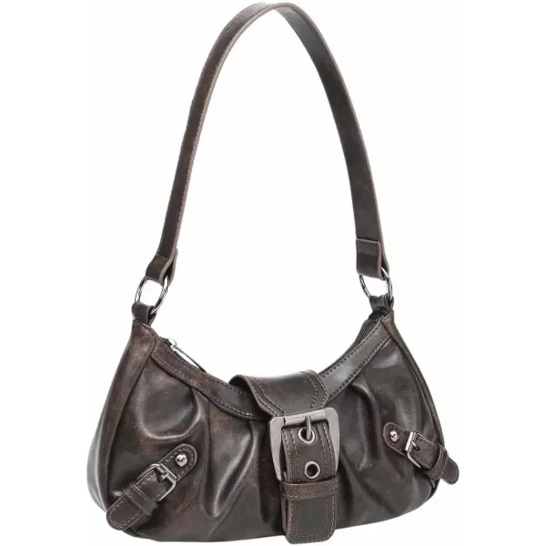 SweatyRocks Women's PU Leather Top Handle Y2k Shoulder Handbags Retro Classic Medium Clutch Purses