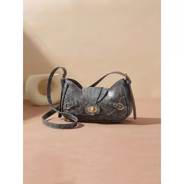 SweatyRocks Women's PU Leather Top Handle Y2k Shoulder Handbags Retro Classic Medium Clutch Purses