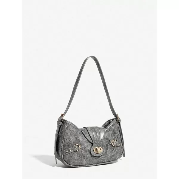 SweatyRocks Women's PU Leather Top Handle Y2k Shoulder Handbags Retro Classic Medium Clutch Purses