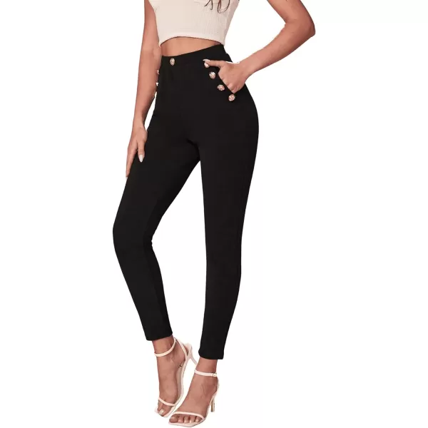 SweatyRocks Women's Pants Casual High Waist Skinny Leggings Stretchy Work Pants