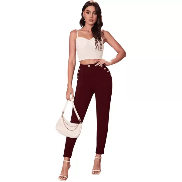 SweatyRocks Women's Pants Casual High Waist Skinny Leggings Stretchy Work Pants