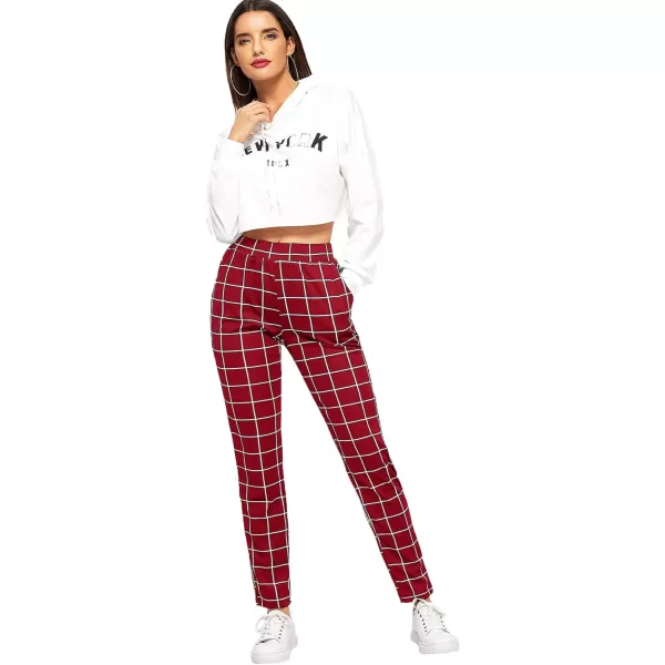 SweatyRocks Women's Pants Casual High Waist Skinny Leggings Stretchy Work Pants