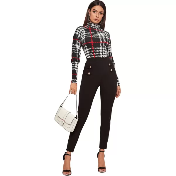 SweatyRocks Women's Pants Casual High Waist Skinny Leggings Stretchy Work Pants