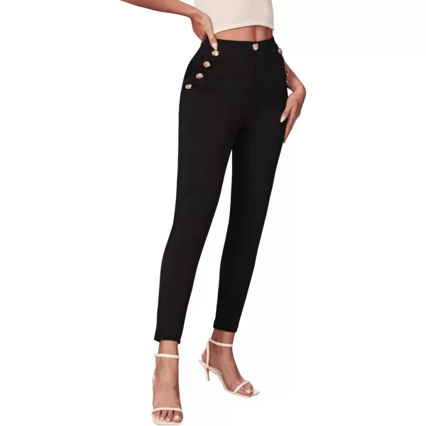 SweatyRocks Women's Pants Casual High Waist Skinny Leggings Stretchy Work Pants