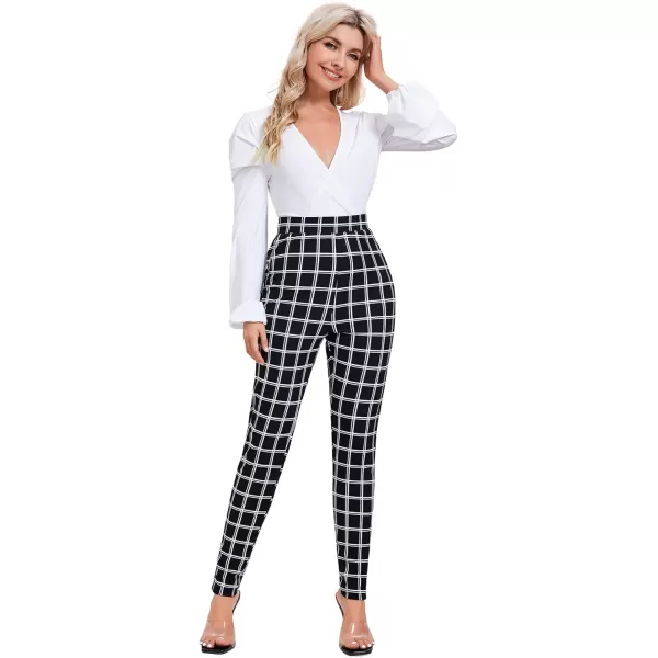 SweatyRocks Women's Pants Casual High Waist Skinny Leggings Stretchy Work Pants