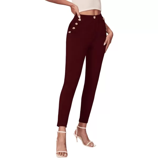 SweatyRocks Women's Pants Casual High Waist Skinny Leggings Stretchy Work Pants
