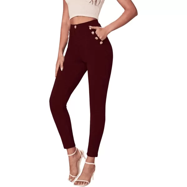 SweatyRocks Women's Pants Casual High Waist Skinny Leggings Stretchy Work Pants