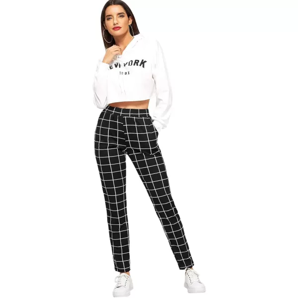 SweatyRocks Women's Pants Casual High Waist Skinny Leggings Stretchy Work Pants