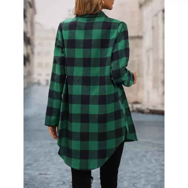 SweatyRocks Women's Plaid Button Front Long Sleeve High Low Shirt Blouse Top