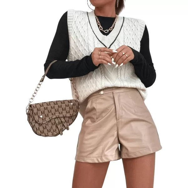 SweatyRocks Women's Plaid Geo Sleeveless V Neck Knit Crop Top Sweater Vest