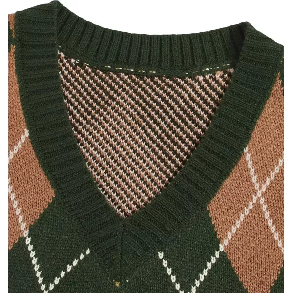 SweatyRocks Women's Plaid Geo Sleeveless V Neck Knit Crop Top Sweater Vest