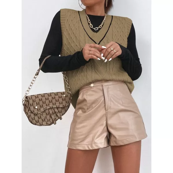 SweatyRocks Women's Plaid Geo Sleeveless V Neck Knit Crop Top Sweater Vest