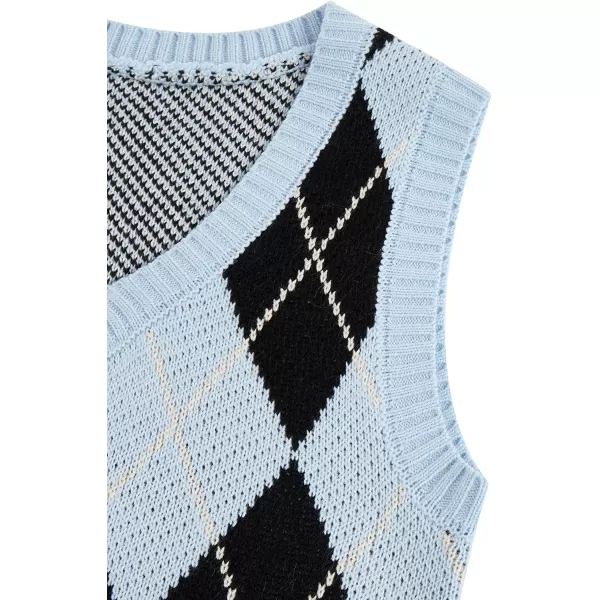 SweatyRocks Women's Plaid Geo Sleeveless V Neck Knit Crop Top Sweater Vest
