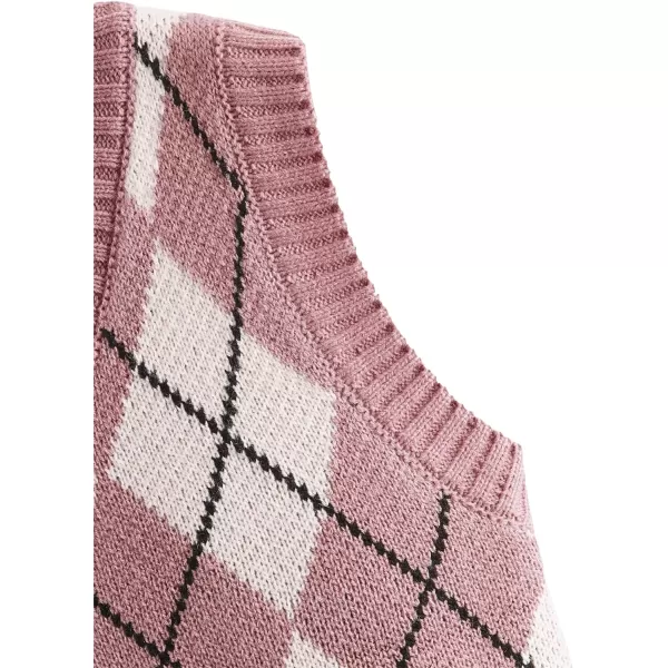 SweatyRocks Women's Plaid Geo Sleeveless V Neck Knit Crop Top Sweater Vest