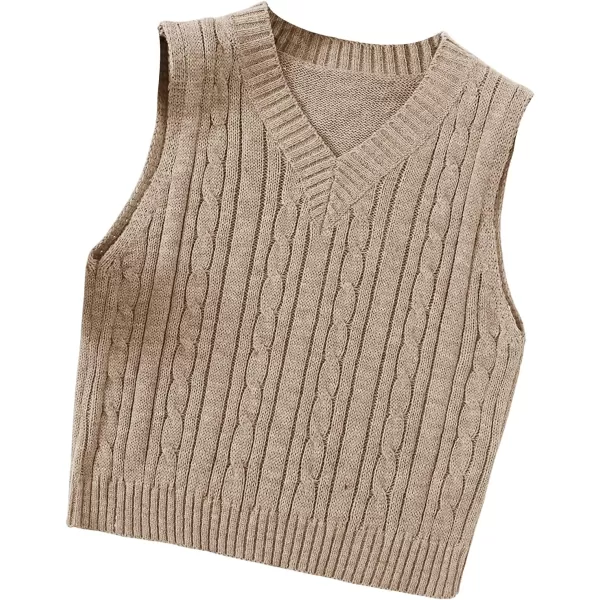 SweatyRocks Women's Plaid Geo Sleeveless V Neck Knit Crop Top Sweater Vest