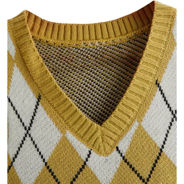 SweatyRocks Women's Plaid Geo Sleeveless V Neck Knit Crop Top Sweater Vest