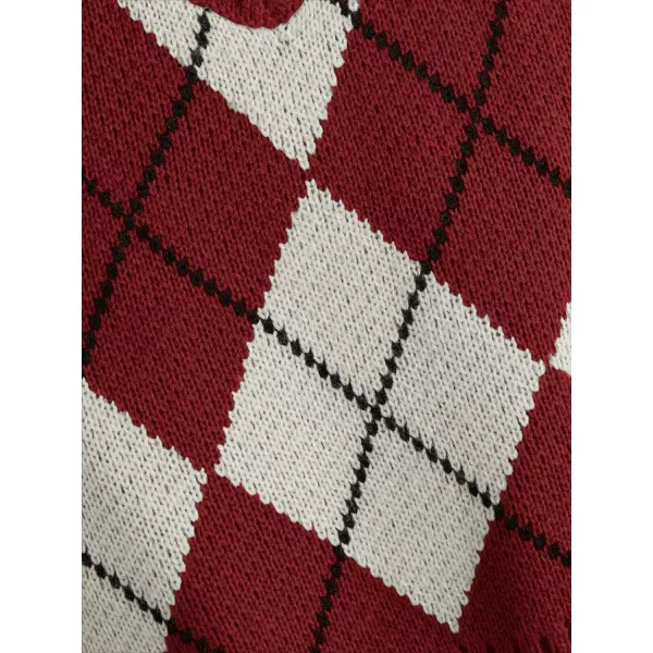 SweatyRocks Women's Plaid Geo Sleeveless V Neck Knit Crop Top Sweater Vest