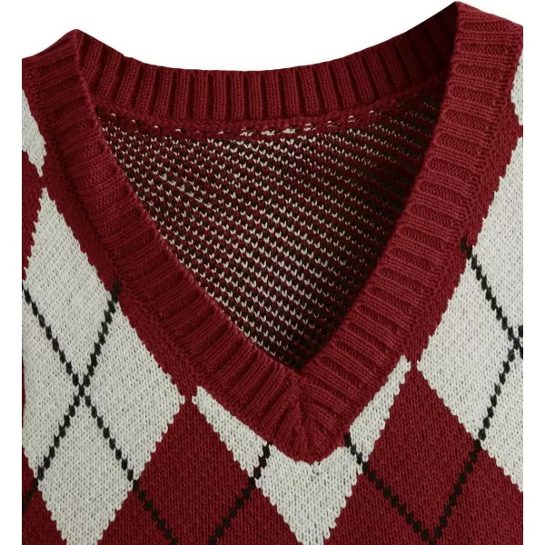 SweatyRocks Women's Plaid Geo Sleeveless V Neck Knit Crop Top Sweater Vest