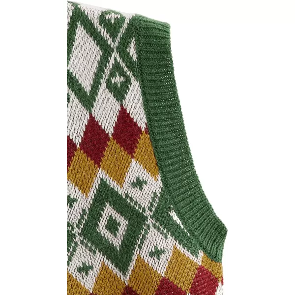 SweatyRocks Women's Plaid Geo Sleeveless V Neck Knit Crop Top Sweater Vest