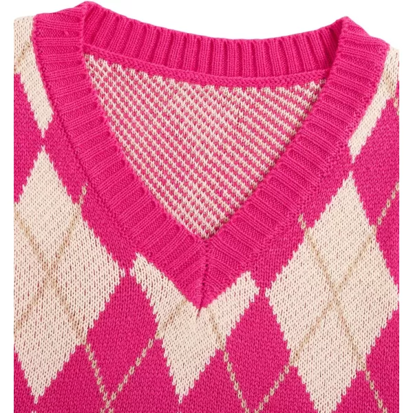 SweatyRocks Women's Plaid Geo Sleeveless V Neck Knit Crop Top Sweater Vest
