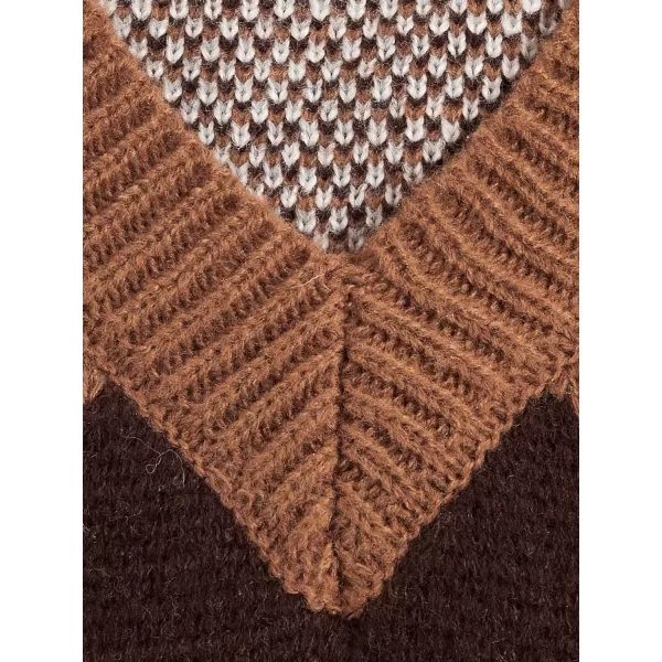 SweatyRocks Women's Plaid Geo Sleeveless V Neck Knit Crop Top Sweater Vest