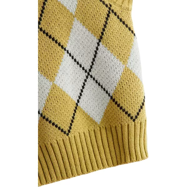 SweatyRocks Women's Plaid Geo Sleeveless V Neck Knit Crop Top Sweater Vest