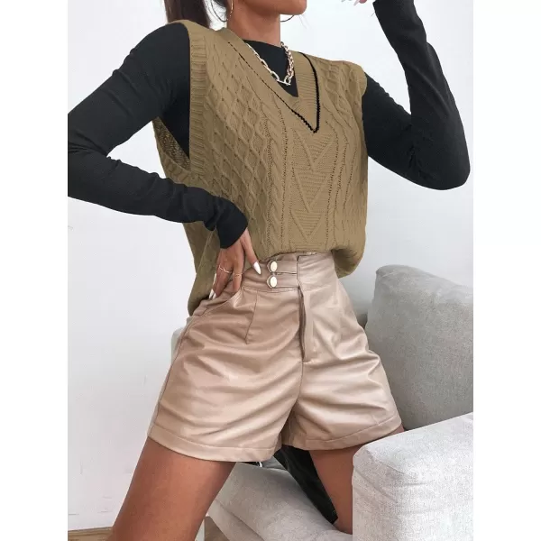 SweatyRocks Women's Plaid Geo Sleeveless V Neck Knit Crop Top Sweater Vest
