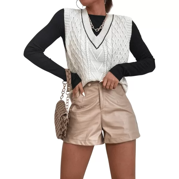 SweatyRocks Women's Plaid Geo Sleeveless V Neck Knit Crop Top Sweater Vest