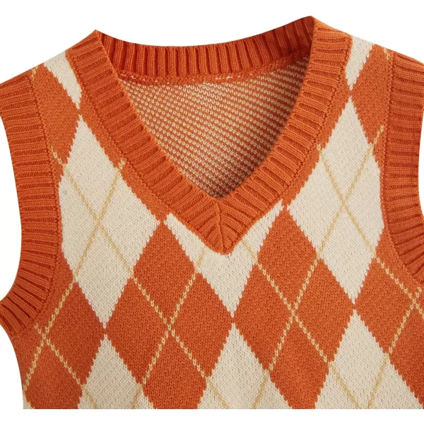SweatyRocks Women's Plaid Geo Sleeveless V Neck Knit Crop Top Sweater Vest