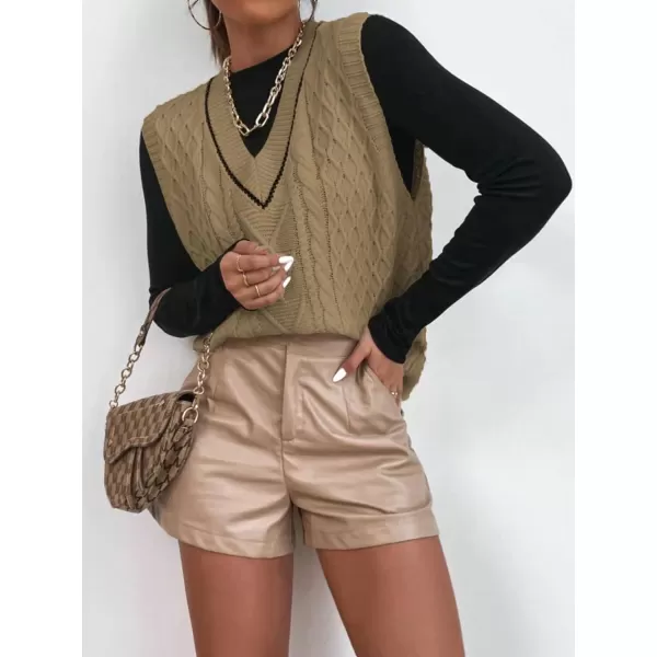 SweatyRocks Women's Plaid Geo Sleeveless V Neck Knit Crop Top Sweater Vest