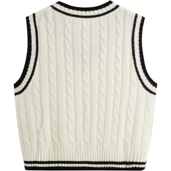 SweatyRocks Women's Plaid Geo Sleeveless V Neck Knit Crop Top Sweater Vest