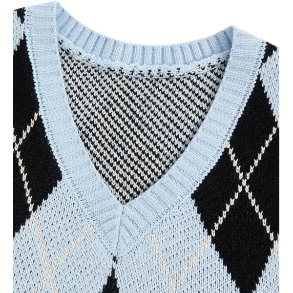 SweatyRocks Women's Plaid Geo Sleeveless V Neck Knit Crop Top Sweater Vest